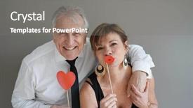  Presentation with active seniors senior couple - Beautiful slide set featuring wedding studio - cheerful senior couple with photobooth backdrop and a gray colored foreground
