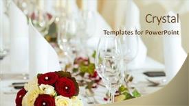  Presentation with feast - Cool new PPT layouts with wedding table at a wedding backdrop and a soft green colored foreground