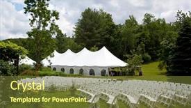  Presentation with banquet - Presentation enhanced with wedding tent set up background and a tawny brown colored foreground
