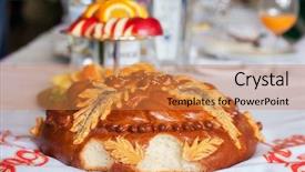  Presentation with jewish wedding - Colorful theme enhanced with wedding traditions broken wheat loaf backdrop and a coral colored foreground