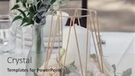  Presentation with venue - Audience pleasing theme consisting of wedding venue with floral decor backdrop and a light gray colored foreground