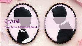  Presentation with bride - Slide set with wedding vintage - bride and groom cookies background and a pink colored foreground