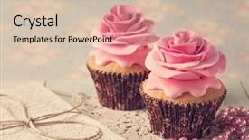  Presentation with vintage letter - Slide set consisting of wedding vintage - cupcakes with sweet rose flowers background and a soft green colored foreground