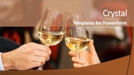  Presentation with restaurant toasting - Colorful presentation theme enhanced with young boy running down the backdrop and a gray colored foreground