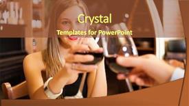  Presentation with restaurant toasting - Cool new PPT theme with wedding wine - couple toasting wineglasses backdrop and a tawny brown colored foreground
