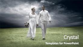  Presentation with outdoor movie - Presentation theme having blue earth free - weddings couple in white go background and a violet colored foreground