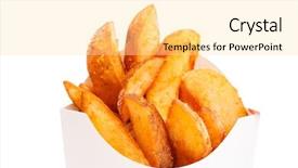  Presentation with fast food - Slide deck enhanced with foliage in summer garden prunus background and a tawny brown colored foreground