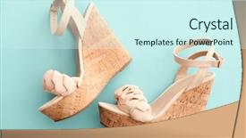  Presentation with pair - Audience pleasing slide deck consisting of wedge - pair of beautiful shoes backdrop and a cool aqua colored foreground