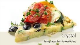  Presentation with thyme - Colorful PPT layouts enhanced with wedge of vegetable frittata italian style omelette with roma tomatoes zucchini courgette and black olives garnished with parsley and thyme backdrop and a yellow colored foreground