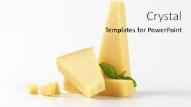  Presentation with wedges - Cool new slides with wedges of fresh parmesan cheese on white background backdrop and a white colored foreground