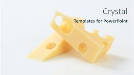  Presentation with wedges - PPT theme consisting of wedges of fresh swiss cheese background and a sky blue colored foreground