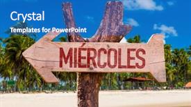  Presentation with spanish - PPT theme featuring wednesday in spanish arrow background and a teal colored foreground