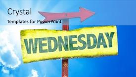  Presentation with sky - Colorful slides enhanced with wednesday sign with sky background backdrop and a light blue colored foreground