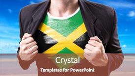  Presentation with jamaica - Colorful presentation enhanced with weedding ceremony - businessman stretching suit with jamaica backdrop and a red colored foreground