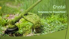  Presentation with weed - PPT layouts consisting of weeeds - cutting grass in garden background and a tawny brown colored foreground