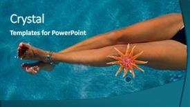  Presentation with water woman swimming underwater - Presentation consisting of fashion week - woman's legs with starfish background and a ocean colored foreground