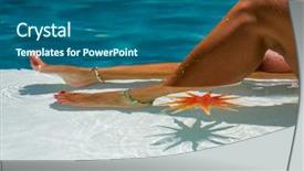  Presentation with water woman swimming underwater - Colorful slide set enhanced with fashion week - woman's legs with starfish backdrop and a ocean colored foreground