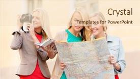  Presentation with city map - Audience pleasing theme consisting of girls weekend - holidays and tourism concept backdrop and a lemonade colored foreground