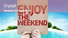  Presentation with beach party invitation - Presentation having weekend card with a beach background and a coral colored foreground