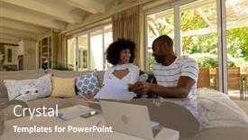  Presentation with computer room - Slide set consisting of weekend-fun-at-home-together background and a coral colored foreground