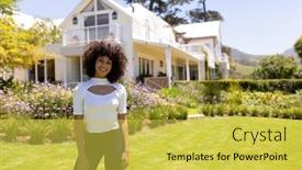  Presentation with home garden - Presentation design with weekend-fun-at-home-together background and a yellow colored foreground