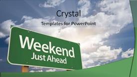  Presentation with forest road green - Amazing slide deck having weekend just ahead green road backdrop and a light blue colored foreground