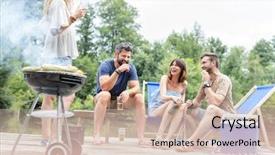  Presentation with weekend - Slide deck enhanced with weekend on pier at lakeshore background and a soft green colored foreground