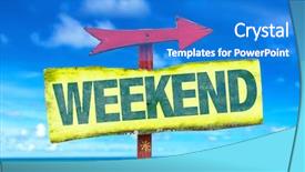  Presentation with weekend - Amazing presentation design having weekend sign with beach background backdrop and a cobalt blue colored foreground