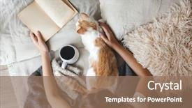  Presentation with cold coffee - Beautiful slide deck featuring weekend while reading a book backdrop and a coral colored foreground