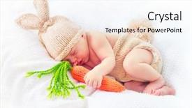  Presentation with new baby - Beautiful slide deck featuring weeks old smiling newborn baby backdrop and a white colored foreground