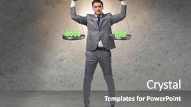  Presentation with good bad choice - Presentation theme with weighing options - businessman choosing between good background and a gray colored foreground