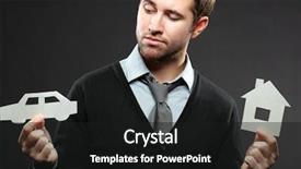  Presentation with buying a house - Cool new PPT theme with weighing options - serious young businessman thinking backdrop and a black colored foreground