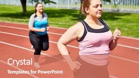  Presentation with women - Beautiful theme featuring weight - active and determined over-sized women backdrop and a coral colored foreground