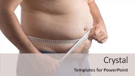  Presentation with measurement - Presentation with weight - fat man holding a measurement background and a light gray colored foreground