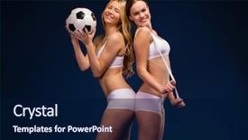  Presentation with soccer fitness - Beautiful PPT theme featuring weight - happy girls holding a soccer backdrop and a navy blue colored foreground