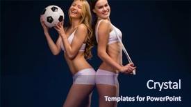  Presentation with soccer fitness - Presentation design featuring weight - happy girls holding a soccer background and a  colored foreground