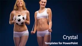  Presentation with soccer fitness - Presentation theme consisting of weight - happy girls holding a soccer background and a  colored foreground