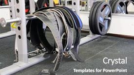  Presentation with belts - Beautiful PPT layouts featuring weight belts in a fitness backdrop and a gray colored foreground