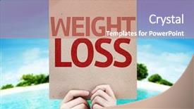  Presentation with loss - PPT theme featuring weight loss card background and a coral colored foreground