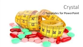  Presentation with weight loss - Theme consisting of weight loss concept measuring tape background and a white colored foreground