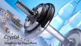  Presentation with dumbell - Colorful slide set enhanced with weight loss fitnes dumbell backdrop and a light blue colored foreground