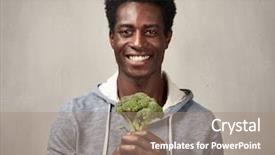  Presentation with black man - PPT layouts with weight loss free - black man with broccoli background and a coral colored foreground