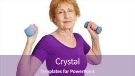  Presentation with weight loss - Presentation design having weight loss free - fit healthy senior woman proud background and a violet colored foreground