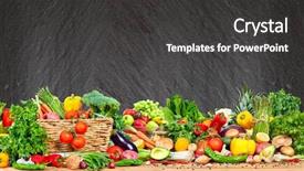  Presentation with organic - Presentation theme having weight loss free - organic vegetables and fruits background and a dark gray colored foreground