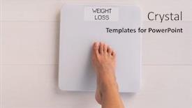  Presentation with healthy eating - Slide set consisting of weight-loss-woman-stepping background and a light gray colored foreground