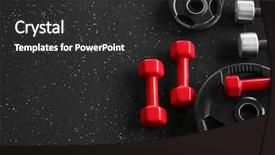  Presentation with weight - Slides featuring weight plates and dumbbells background and a dark gray colored foreground