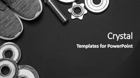  Presentation with space odyssey - PPT theme with weight plates sneakers and blank background and a dark gray colored foreground