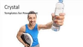  Presentation with weighing scale - Slide deck with weight scale and a bottle background and a white colored foreground