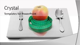  Presentation with fresh fruits salad on white - Colorful PPT theme enhanced with weight scale and fruits isolated backdrop and a white colored foreground