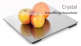  Presentation with weight - Audience pleasing presentation design consisting of weight scale and fruits isolated on white background backdrop and a white colored foreground